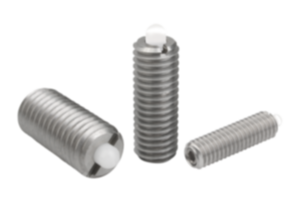 Federnde Druckstücke mit Innensechskant und Druckstift aus POM, Edelstahl Federnde Druckstücke mit Innensechskant und Druckstift aus POM, Edelstahl