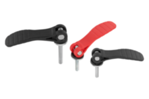 Cam levers, adjustable, with plastic grip and external thread, steel or stainless steel, inch