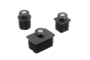 Adjustment plugs, plastic with non-slip inserts for round and square tubes