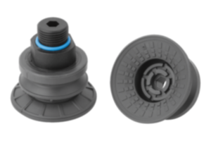 Bellows suction cups, round, 1.5 folds with integrated fasteners Bellows suction cups, round, 1.5 folds with integrated fasteners